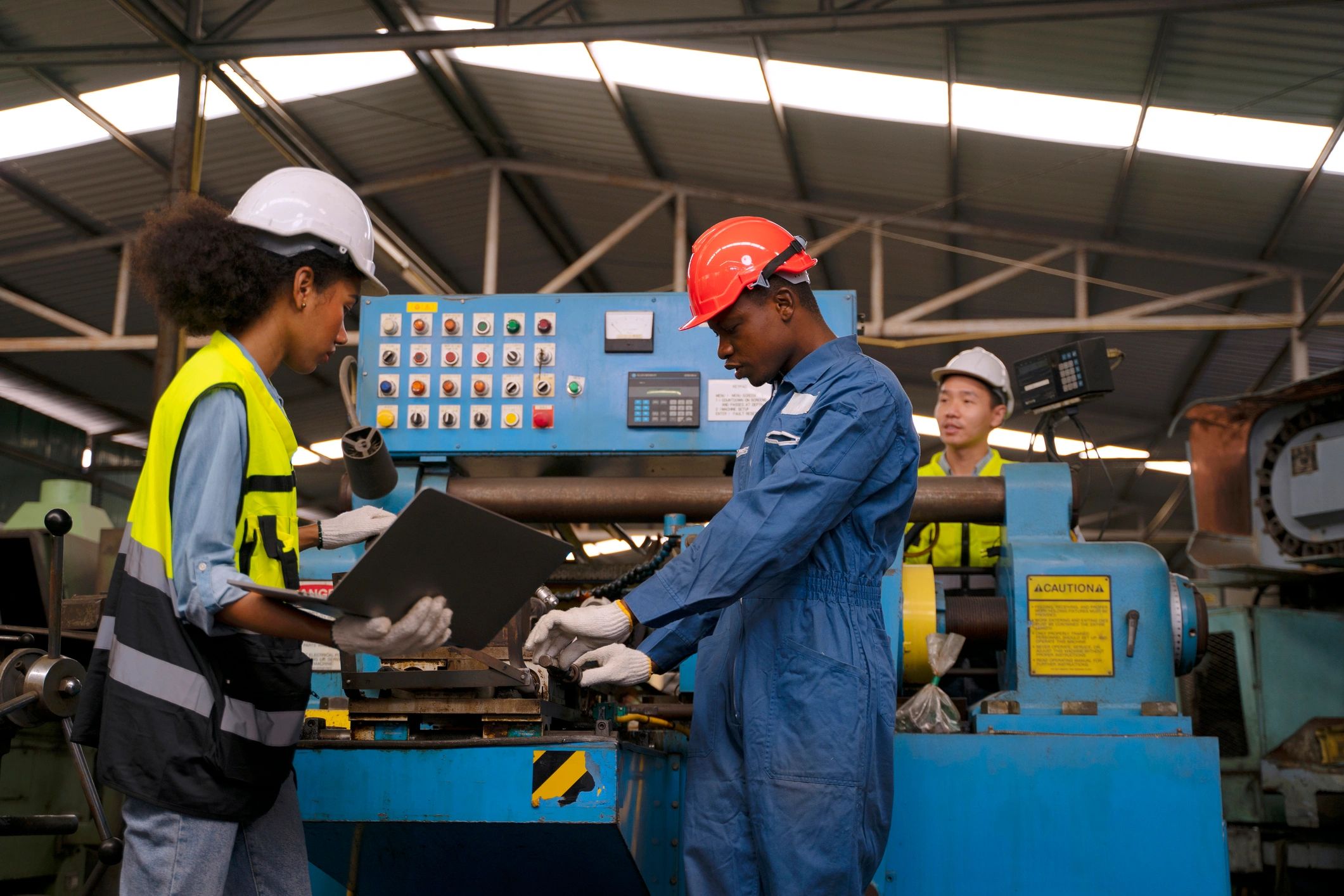 Technical operations team supporting industrial service work